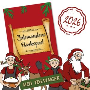 Personlige nissebreve - Julemandens Flaskepost 2026 med tegninger - 24 personlige nissebreve fra julemanden